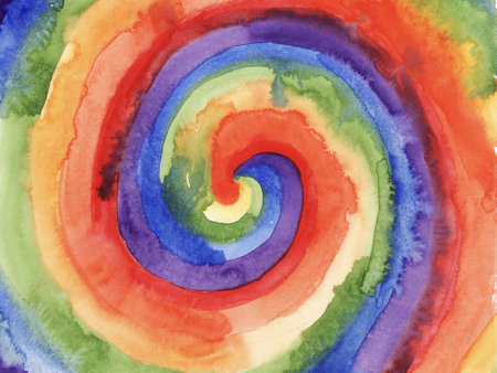 Abstract hand painted background. Watercolor rainbow. Hand drawn, paper texture. LGBT flag colors.の写真素材