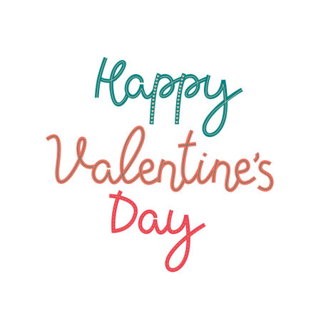 Happy Valentines Day quote isolated on white background. Cute Handwritten Lettering holiday design to greeting card, poster, congratulate, calligraphy text vector illustrationのイラスト素材