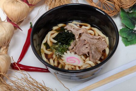 Ramen beef and salad is traditional japanese foodの写真素材