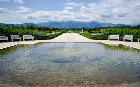 Fountains in the Reggia di Venaria park and gardens, Italyの写真素材
