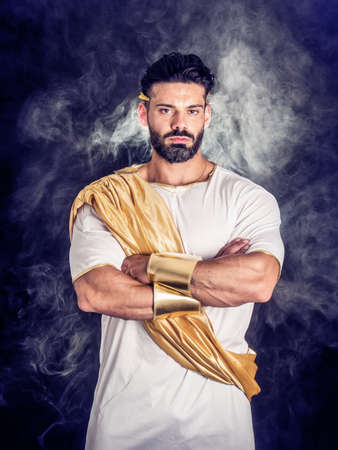 Bearded Greek god or Roman aristocrat looking at camera