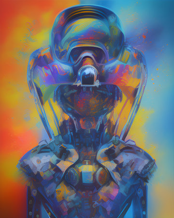 Abstract painting of different colors with bright patternの素材
