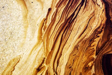 Texture of crude oil spill, pools of crude oil  floating on the surface of Saronic Gulf waters in Agios Kosmas bay, after the sinking of an oil tanker. Athens, Attica, Greece, September 14 2017.の写真素材