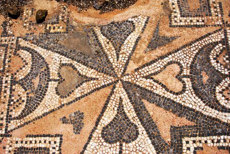 The mosaic of the country church, basilica of St. Vasileios of the town of Livadi, Astypalaia island, Dodecanese islands, Greece.の写真素材