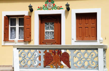 View of traditional house in Olympos village, Karpathos island, Greece, August 30 2008.のeditorial素材
