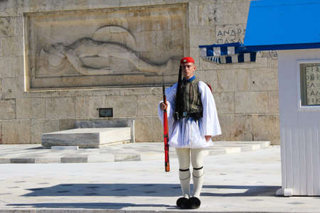 Changing of Presidential guards ceremony in front of the Tomb of the unknown soldier at the Greek Parliament - Athens, Greece, November 3 2019.のeditorial素材