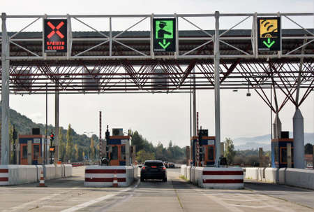 Highway tolls in Peloponnese, Greece, November 16 2019.のeditorial素材