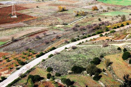 Aerial view of rural landscape in Peloponnese, Greece.の写真素材