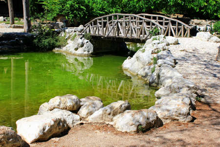 Greece, Athens, June 16 2020 - The artificial lake in the National Gardens is empty of visitors. Tourism has been the worst affected of all major economic sectors by the coronavirus (COVID-19).のeditorial素材