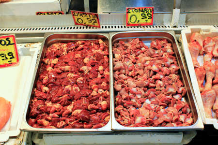 Greece, Athens, June 17 2020 - Stalls with seafood in the central  market of Athens.のeditorial素材