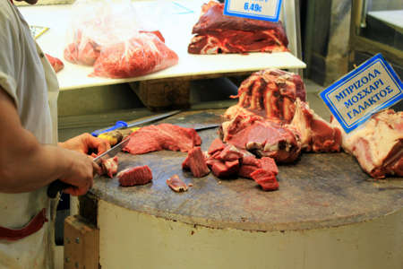 Greece, Athens, June 17 2020 - Stalls with seafood in the central  market of Athens.のeditorial素材