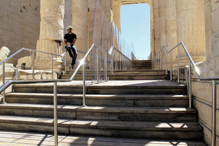 Greece, Athens, June 18 2020 - View of the Acropolis museum empty of visitors. Tourism has been the...
