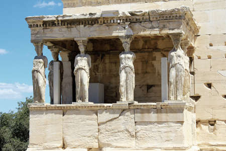 Greece, Athens, June 18 2020 - View of Erechtheio temple at the archaeological site of the Acropolis.のeditorial素材
