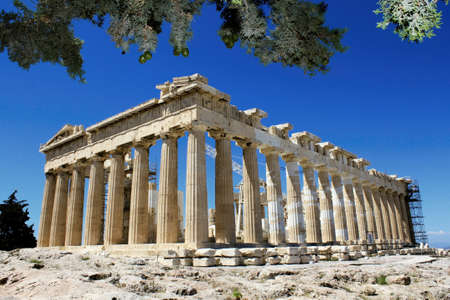 Greece, Athens, June 18 2020 - View of the archaeological site of the Acropolis empty of visitors, with Parthenon temple in the background. Tourism has been the worst affected of all major economic sectors by the Covid-19 pandemic and despite the low coroのeditorial素材