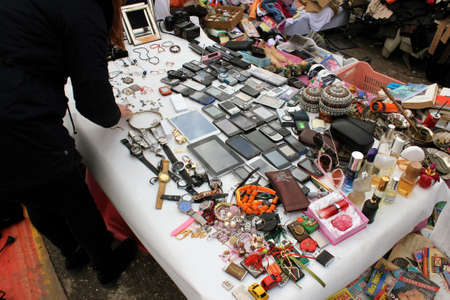 Secondhand items for sale at black market in Attica, Greece, January 5 2020.