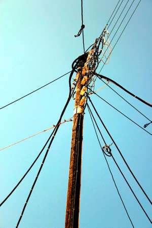 Greece, Antiparos island, electrical power distribution in Antiparos town.の写真素材