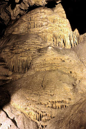 Greece, Antiparos island, wonderful columns of stalactites looking like water falls inside the cave...