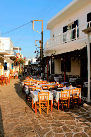 Greece, Antiparos island, traditional tavern in the main street of Antiparos town.のeditorial素材