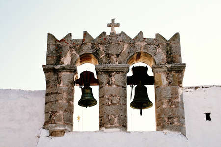 Greece, Patmos island, detail from the female Monastery  Of Zoodochos Pighi in the town of Hora.の写真素材