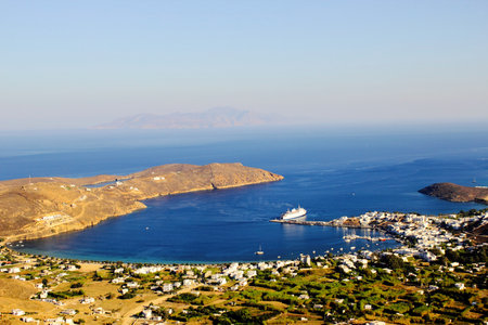 Panoramic view of an island in the Cyclades, Greeceの写真素材