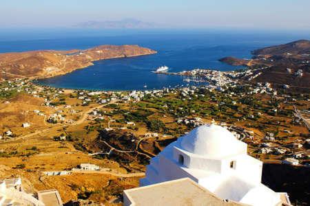 The picturesque and charming island of Santorini in the Cycladesの写真素材