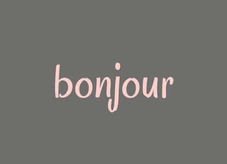 French word bonjour in pink with gray backgroundの写真素材