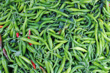 Green pepper on market stand from Turkeyの写真素材