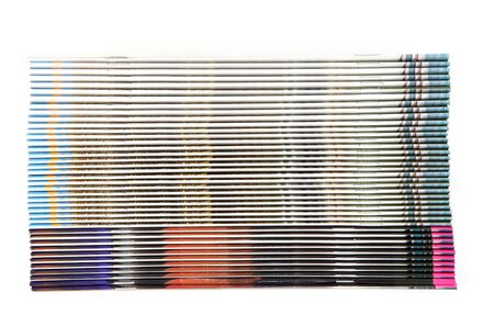 stack of magazines on white backgroundの写真素材