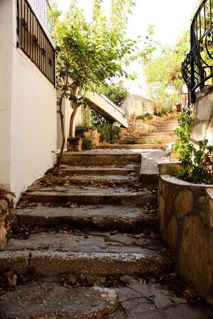 Old Stone Stairs Kalkan Town in Antalyaの写真素材