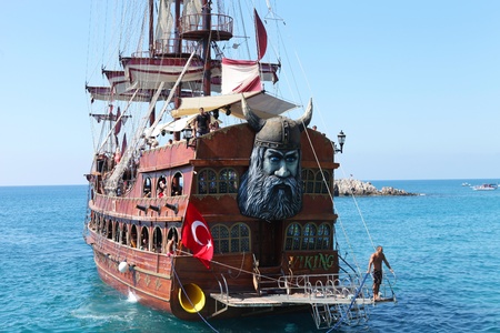 Viking Ship on mediterranean in Manavgat - Turkeyのeditorial素材