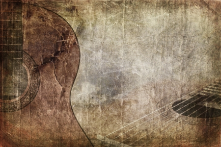 Musical vintage background with classic guitar instrumentの写真素材