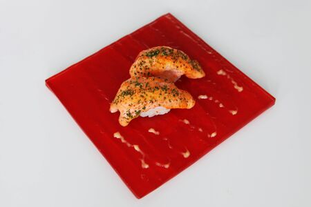 Nigiri Sushi  on the plate in restaurantの写真素材