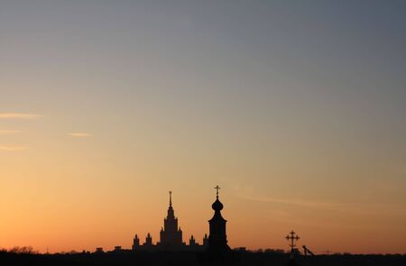 The Horizontal sunset City silhouette, Moscow, Russiaの写真素材