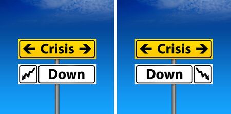 The Road Sign The crisis and blue sky