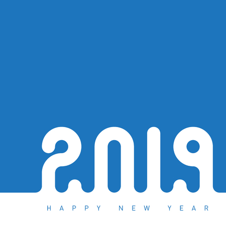 Happy new year 2019. The inscription is made out of snow. Universal Vector background. Creative greeting card design template.のイラスト素材