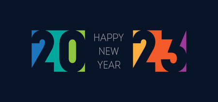 Happy new year 2023 horizontal banner. Bright image on dark background. Cover of business diary for...