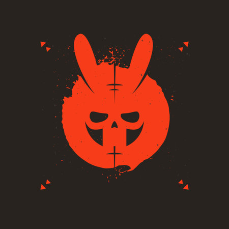 Post-apocalyptic style logotype with atomic rabbit skull. Minimalist modern stylish logo.のイラスト素材