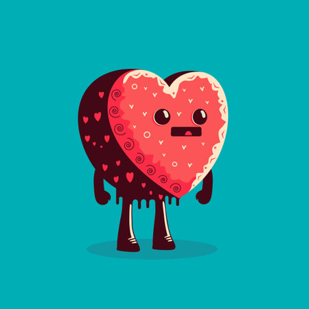 Cheeky chocolate cupcake in the shape of a heart. Valentine card.のイラスト素材