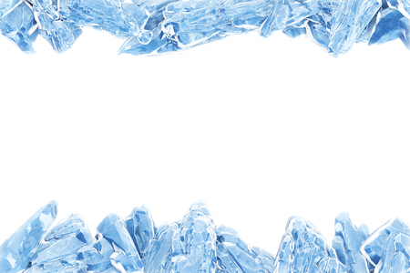 3D Rendering, Broken Blue crystal Ice Wall with Hole and Place For Your Text isolated on white background.の写真素材