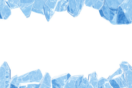 3D Rendering, Broken Blue crystal Ice Wall with Hole and Place For Your Text isolated on white background.の写真素材
