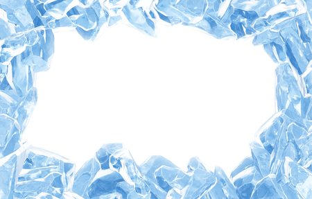 3D Rendering, Broken Blue crystal Ice Wall with Hole and Place For Your Text isolated on white background.の写真素材