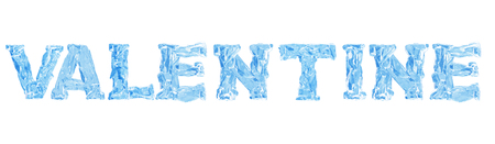 3D Rendering, Letter Valentine. Blue Ice crystal font isolated on white background. Alphabet. love heart conceptの写真素材