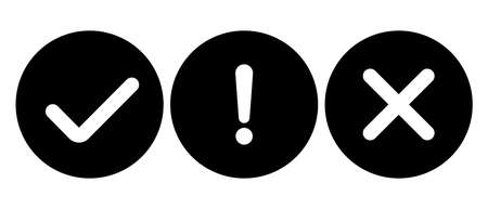 Checkmark icon and X. Icon for an application or website. Black and white OK and X icon. Vector icons for your design. Stock vectorのイラスト素材