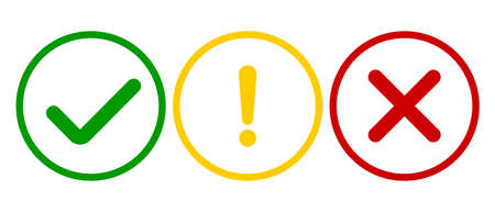 Checkmark icon and X. Icon for an application or website. Green and red OK and X icon. Vector icons for your design. Stock vectorのイラスト素材