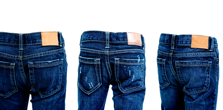 haunch Collage of blue jeans isolated on white backgroundの写真素材