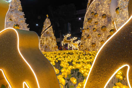 BANGKOK THAILAND - DECEMBER 23 : Christmas decorated with deer for Merry Christmas & Happy New Year 2017 at Centralworld shopping mall on December 23, 2016 in Bangkok, Thailand.のeditorial素材