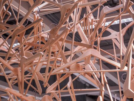Hanging Display Hanger in the IKEA store of the founder Ingvar Kamprad's hometown in Almhult, Southern Sweden.のeditorial素材