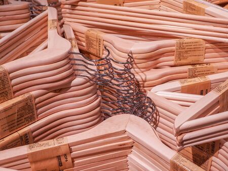 BANGKOK, THAILAND - April 4, 2017: Coat hangers for sale, in the IKEA store of the founder Ingvar Kamprad's hometown in Almhult, Southern Sweden.のeditorial素材