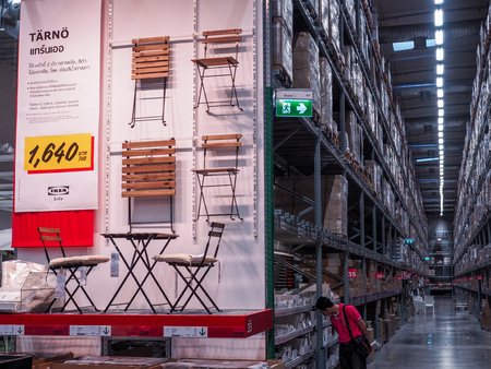 BANGKOK, THAILAND - April 4, 2017: Warehouse storage in an IKEA store. Founded in 1943, IKEA is the world's largest furniture retailer. IKEA operates 351 stores in 43 countries.のeditorial素材