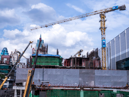 BANGKOK, THAILAND - June 12, 2017: Under construction buildingのeditorial素材